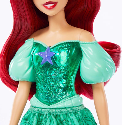 Mattel Boneca Disney Princess Ariel com Visual Clássico | Moda Brilhante com Saia, Tiara e Sapatos Removíveis, Articulada e Colecionável, Inspirada em A Pequena Sereia, HLW10