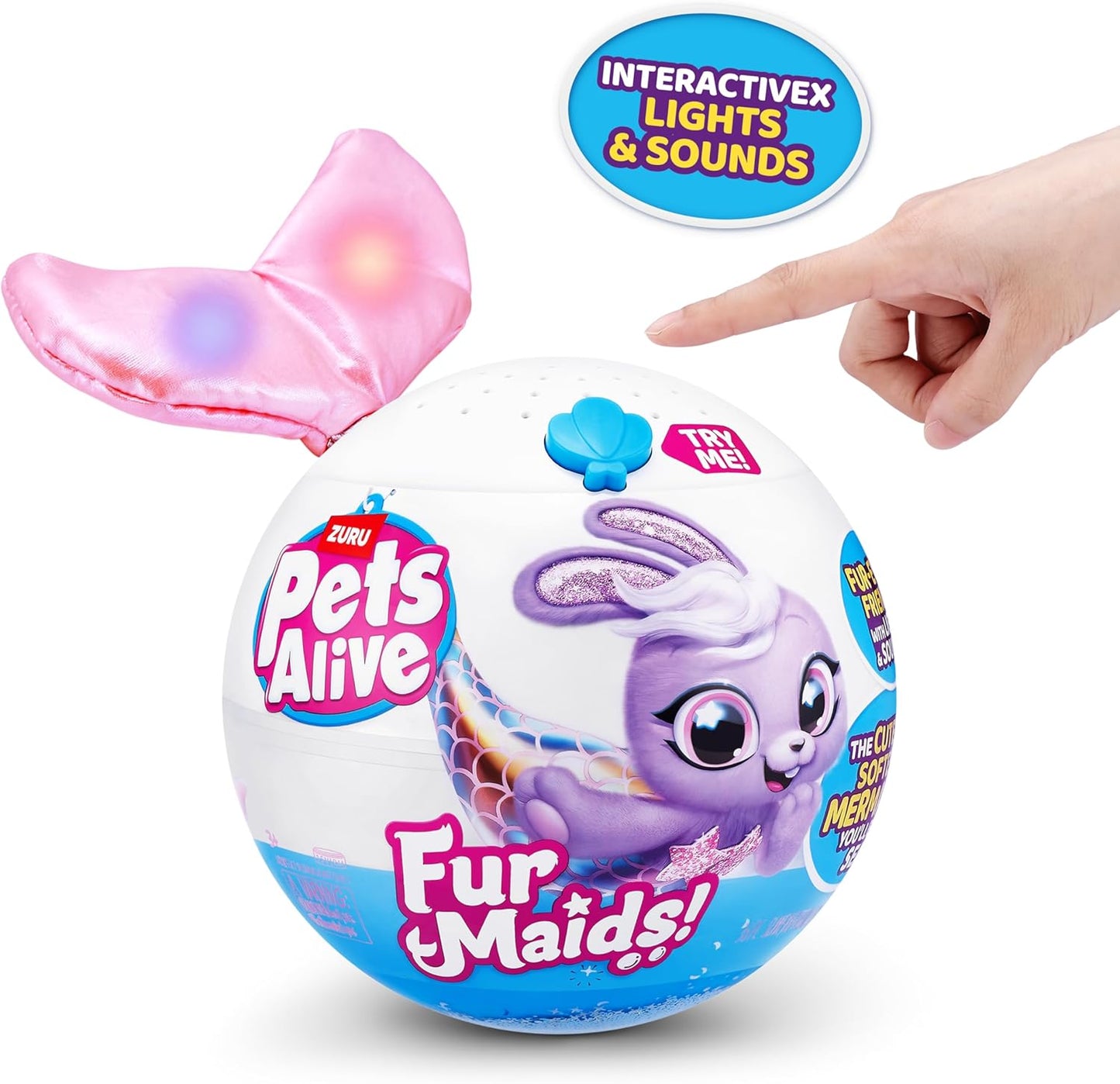 Pets Alive Furmaids da ZURU Sereia de Pelúcia Interativa com Luzes e Sons para Meninas (Gatinha Rosa)