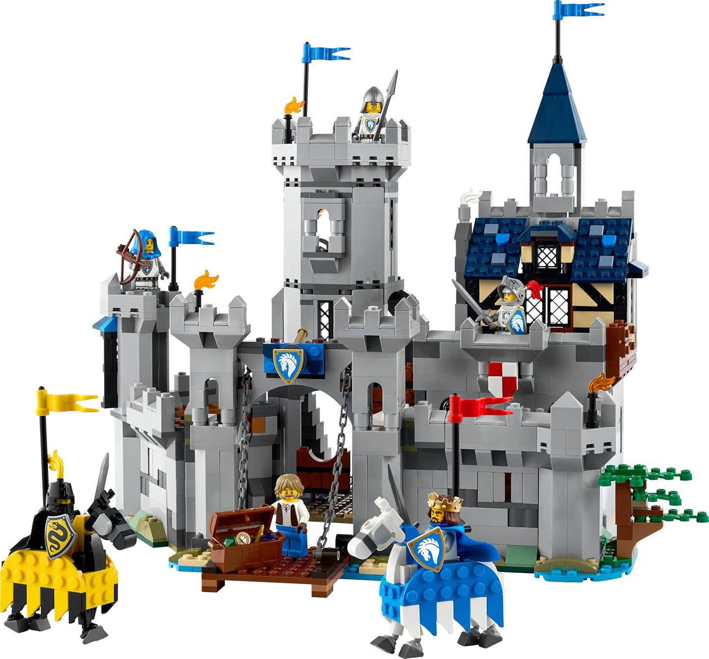 LEGO Creator 3 em 1 Castelo Medieval com Cavaleiros e Cavalos - Transforma-se em uma Cena de Torneio de Justas ou em uma Cidade - Inclui 6 Minifiguras - Presente Criativo para Meninos e Meninas a partir de 9 Anos - 31168