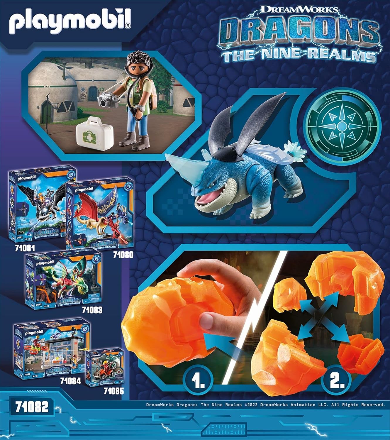 Playmobil 71082 Como Treinar o Seu Dragão: Nove Reinos Plowhorn e D'Angelo, Brinquedo de dragão com membros móveis, asas e personagens de TV, Divertido Jogo de RPG Imaginativo, Conjunto Adequado para Crianças a partir de 4 Anos