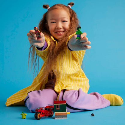 LEGO Marvel Homem de Ferro com bicicleta e Hulk, brinquedo de construção de super-herói para crianças, conjunto colecionável com veículo e minifiguras, presente para meninos e meninas de 4 anos ou mais