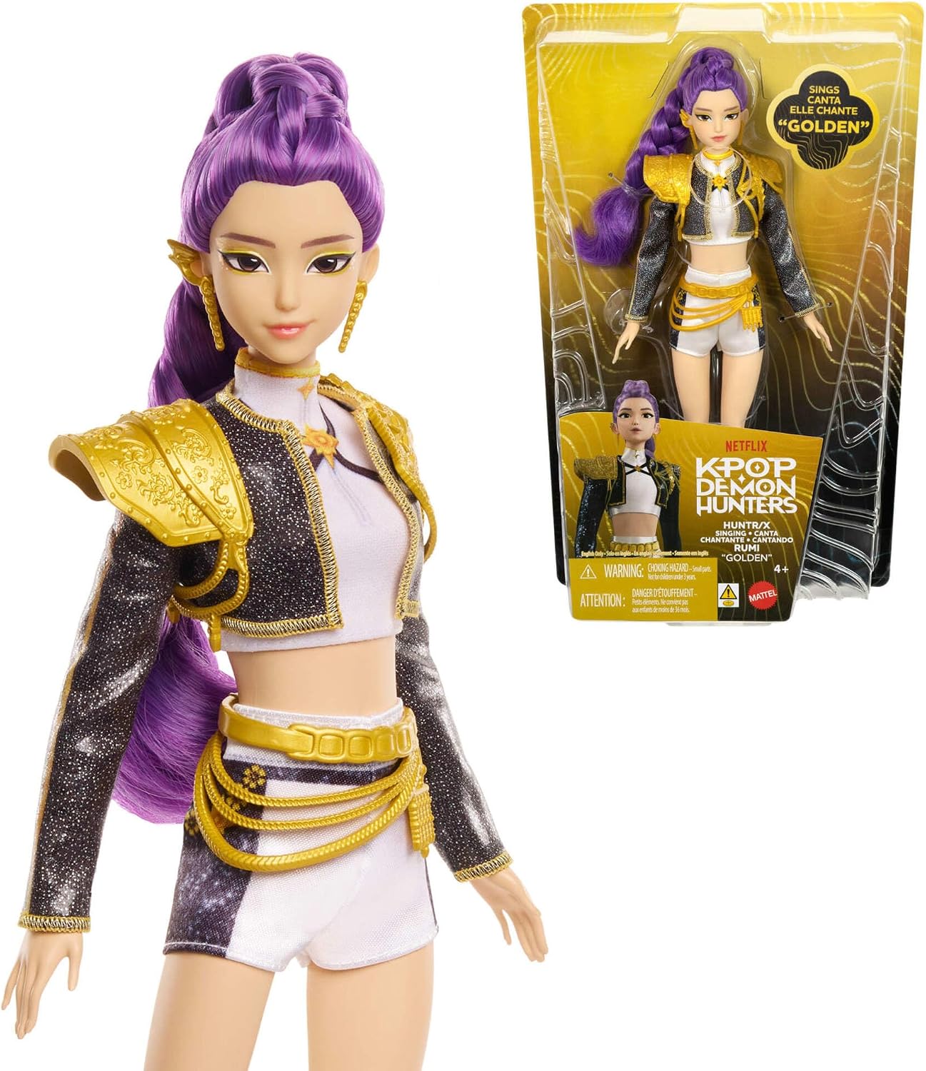 Mattel Boneca Cantora KPop Demon Hunters HUNTR/X Rumi “Golden” | Com Traje Característico Removível, 5 Pontos de Articulação, Inspirada no Filme, JRN40