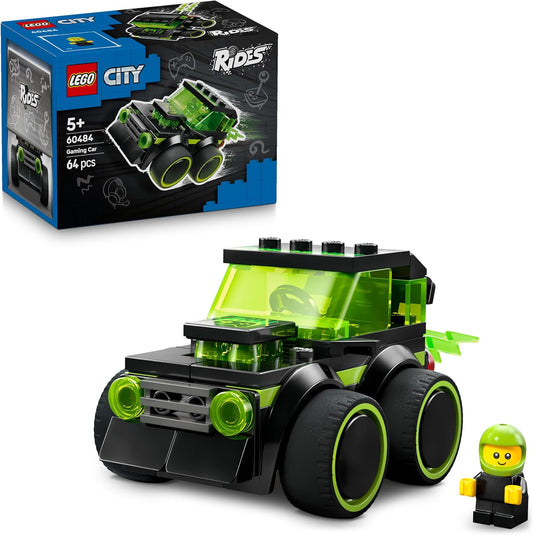 LEGO City Rides – Carro de Corrida de Brinquedo - Mini Conjunto de Construção com Minifigura de Piloto Júnior - Lembrancinhas de Festa - Pequeno Presente Colecionável para Meninos a partir de 5 Anos - 60484