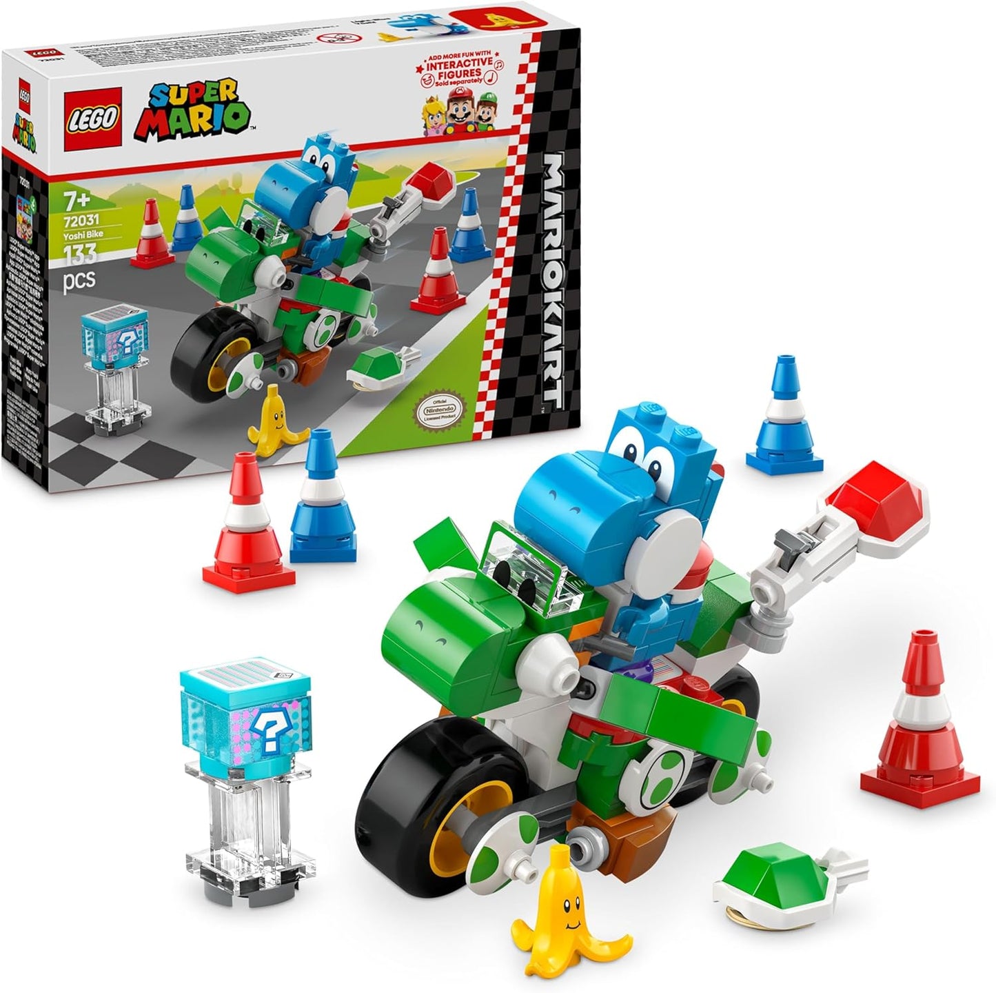 LEGO Super Mario: Mario Kart – Yoshi Bike Set, brinquedo de construção para meninos e meninas de 7 anos ou mais, com figura de personagem para jogo independente, ideia de presente de aniversário para jogadores