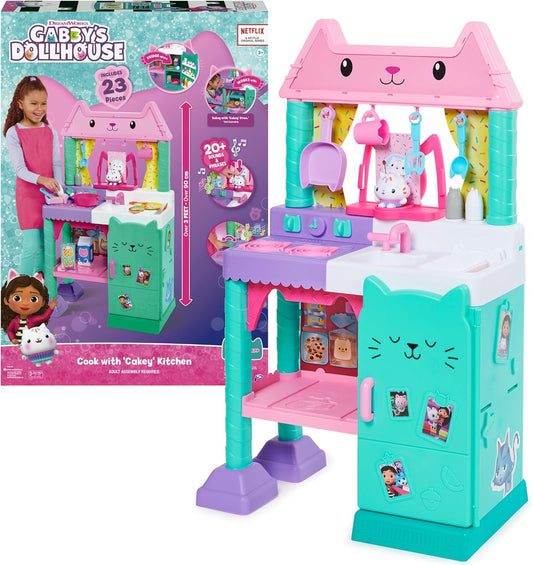 Gabby’s Dollhouse, Cozinha de Brinquedo Cakey para Crianças com Acessórios de Cozinha, Comidinhas de Brinquedo, Sons, Música e Brinquedos para Meninas e Meninos a partir de 3 Anos