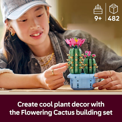 LEGO Botanicals Cacto Florido - Conjunto de Plantas Artificiais em Vaso com 2 Cactos e Flores Artificiais - Decoração DIY para Quarto - Presente de Aniversário para Meninas a partir de 9 Anos e Amantes de Plantas Adultos - 11509