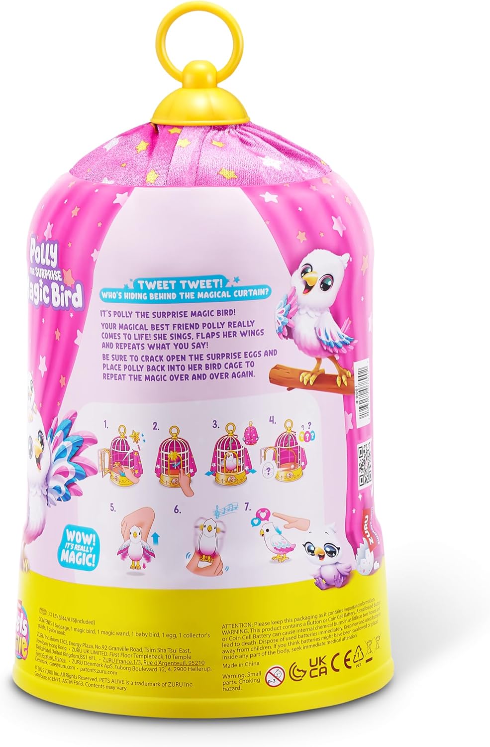 Pets Alive Polly, o Pássaro Mágico da ZURU, Robô de Brinquedo para Animais de Estimação