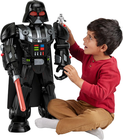 Fisher-Price Imaginext STAR WARS Darth Vader Robô de 60 cm de altura, com luzes, sons e chave de metal do Stormtrooper para crianças a partir de 3 anos, HXG51