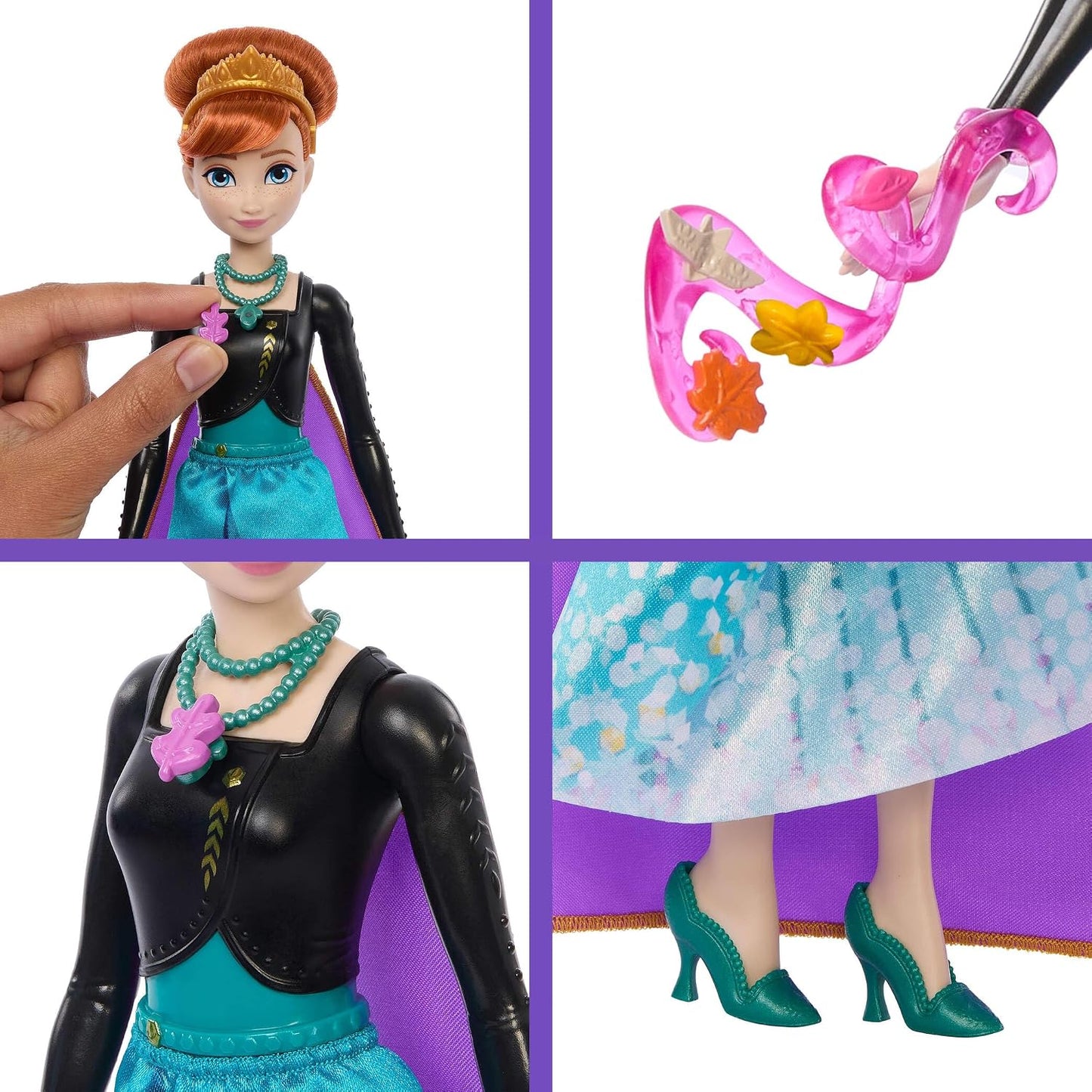 Mattel Conjunto de Boneca Fashion Anna Disney Frozen 2 – Gire e Revele | 8 Surpresas, incluindo caixa de joia em formato de floco de neve, anel para a criança, acessório Gale e 8 peças para brincar; articulada e colecionável, JJY37