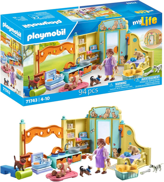 Playmobil | Minha Vida | Casa de Cachorrinho | Brinquedo de Cachorrinho para Crianças | Conjunto de Figuras de Animais | Brinquedo para Crianças de 4 Anos ou Mais | 71743