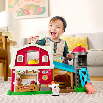 Fisher-Price Little People Caring for Animals Farm. Interactive playset with Smart Stages learning for toddlers and kids. Ages 1-5 years. English, French, German, Italian, Dutch edition. JGX08