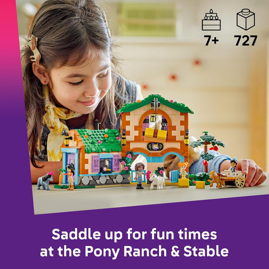 LEGO Friends Rancho e Estábulo de Pôneis - Inclui 3 figuras de cavalos, 4 mini bonecas e um gato, além de acessórios divertidos - Presente criativo para meninas a partir de 7 anos - 42654