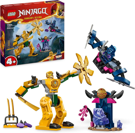 LEGO NINJAGO Robot de batalla de Arin, figura de acción de juguete ninja para niños, niñas y niños de 4 años en adelante, set Dragons Rising con minifigura de Arin y accesorio de mini espada katana, juguetes de acción, idea de regalo 71804