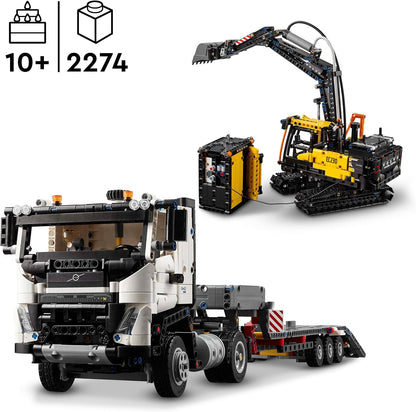 LEGO Technic Volvo FMX Truck e brinquedo de construção de escavadeira elétrica EC230 para meninos e meninas de 10 anos ou mais, conjunto de veículos de escavação, decoração de quarto, presente para crianças que amam serviços pesados