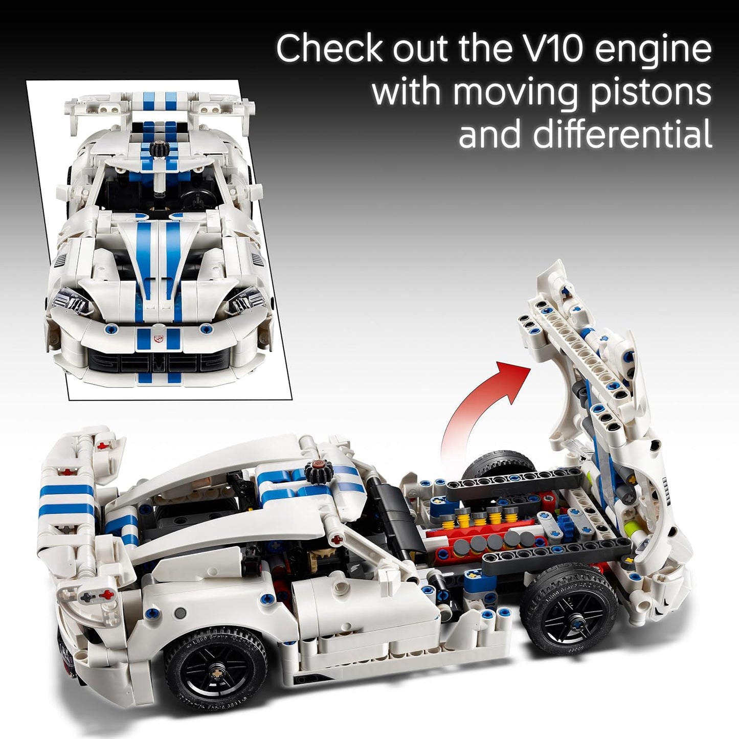 LEGO Brinquedo de Carro Esportivo Technic Dodge Viper GTS-R – Kit de Modelo com Motor V10, Direção e Diferencial – Presente para Meninos a Partir de 10 Anos e Fãs de Automobilismo – 42234