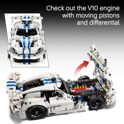 LEGO Brinquedo de Carro Esportivo Technic Dodge Viper GTS-R – Kit de Modelo com Motor V10, Direção e Diferencial – Presente para Meninos a Partir de 10 Anos e Fãs de Automobilismo – 42234