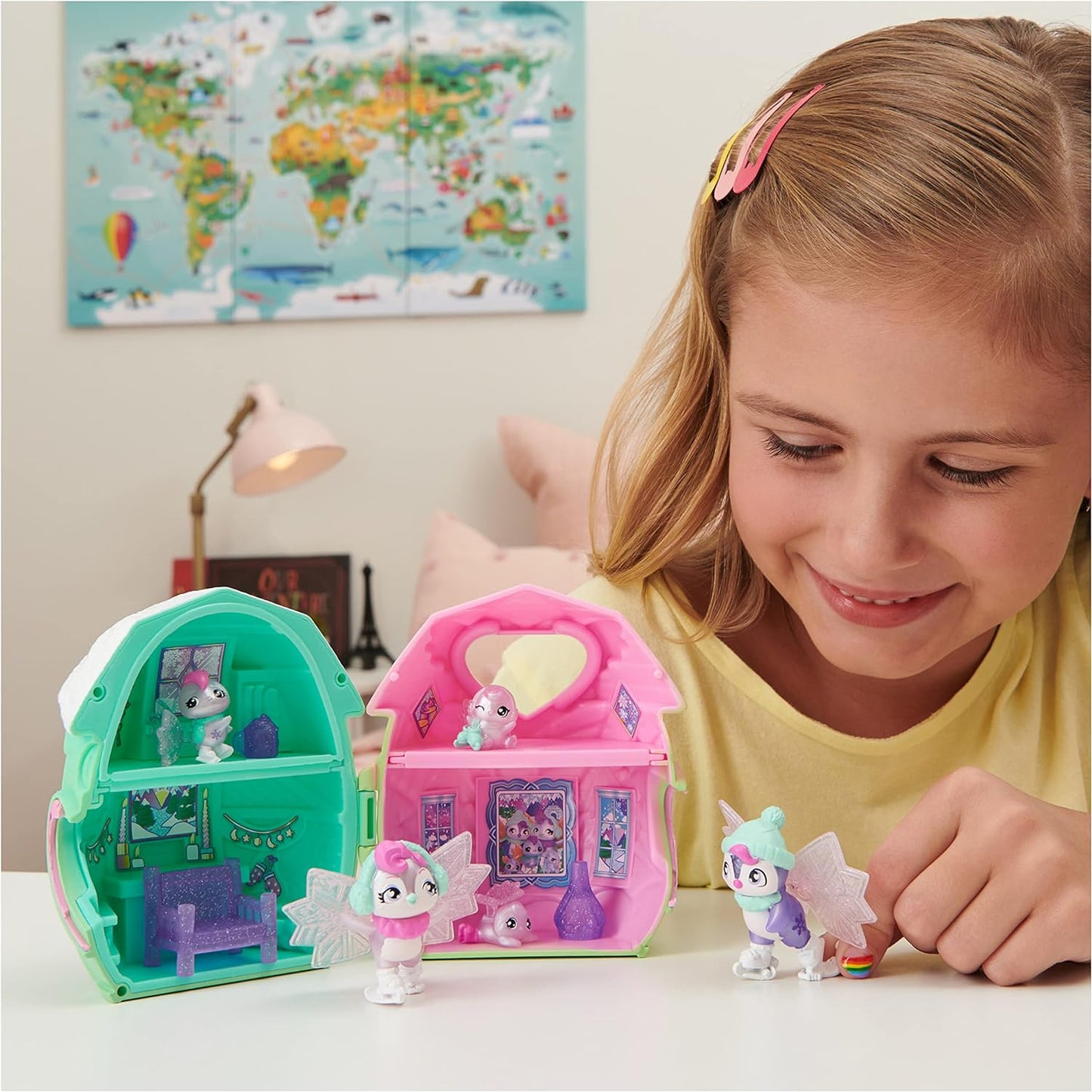 HATCHIMALS CollEGGtibles, conjunto de jogos domésticos Rainbow-cation Family Hatchy com 3 personagens e até 3 bebês surpresa (o estilo pode variar), brinquedos infantis para meninas