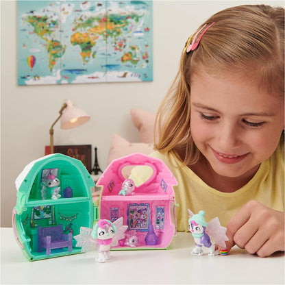 HATCHIMALS CollEGGtibles, conjunto de jogos domésticos Rainbow-cation Family Hatchy com 3 personagens e até 3 bebês surpresa (o estilo pode variar), brinquedos infantis para meninas