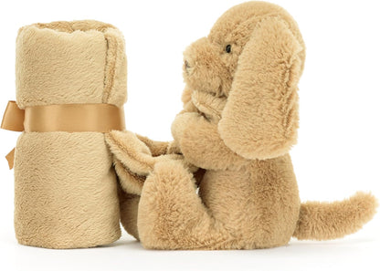 Jellycat Bashful Toffee Puppy Soother, bicho de pelúcia, 34 cm - cobertor de segurança e pelúcia para bebês - presente para bebês