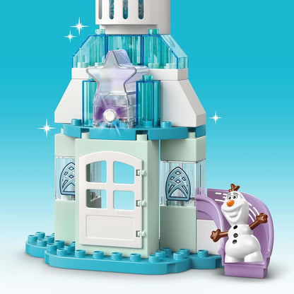 LEGO DUPLO│Festa do Castelo de Frozen da Disney Anna e Elsa - Brinquedo Educativo com 5 Figuras, incluindo Olaf e o Bebê Sven, além de um Bloco de Luz - Presente para crianças de 2 anos ou mais, meninas e meninos - 10455