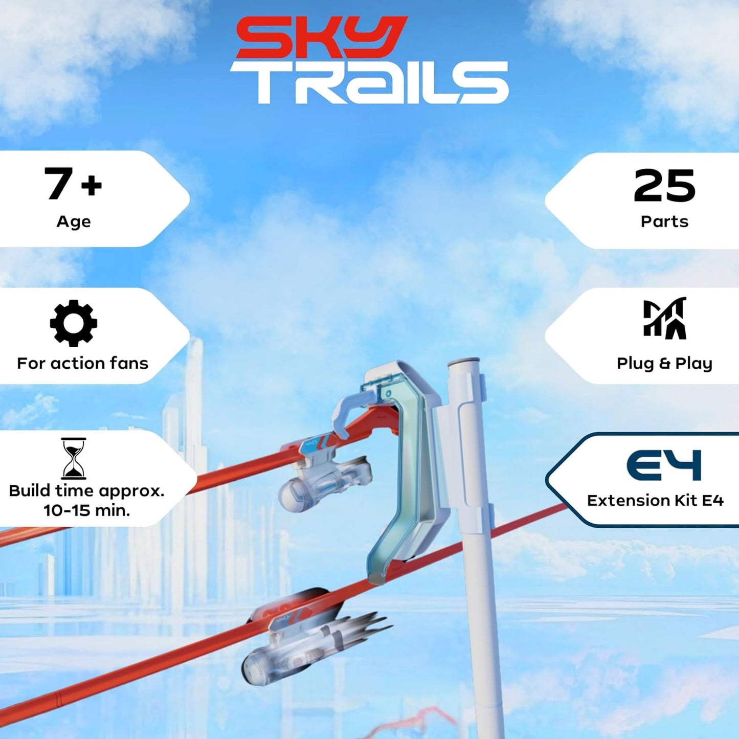 Sky Trails no céu | Chute inicial | Doppelstart automático para sequências paralelas | Crianças perfeitas para crianças a partir de 7 anos | 72060