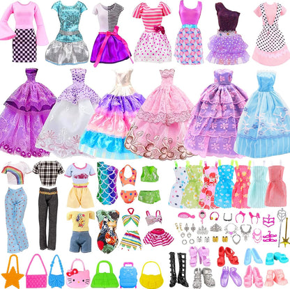 56 piezas de ropa de muñeca para Barbie, accesorios de muñeca, mini ve