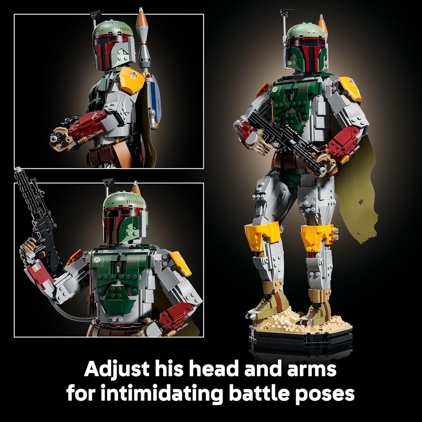 LEGO Star Wars 75455 Figura do Boba Fett – Kit de modelo para adultos, inclui armadura de Beskar, blaster e minifigura de caçador de recompensas – Decoração para prateleira ou mesa – Presente para fãs de O Retorno de Jedi