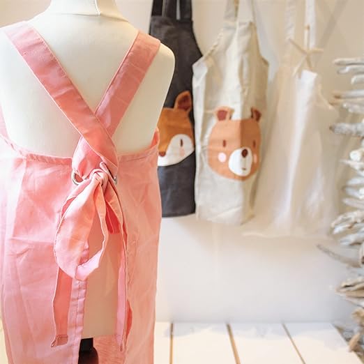 ThreadBear Design Avental de linho com alças cruzadas nas costas para crianças a partir de 3 anos - Brincadeira criativa e decoração de berçário