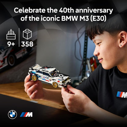 LEGO Brinquedo Speed Champions BMW M3 (E30) – Kit de Modelo com Minifigura de Piloto Colecionável – Ideia de Presente de Aniversário para Meninos a partir de 9 Anos e Fãs de Automobilismo – 77263