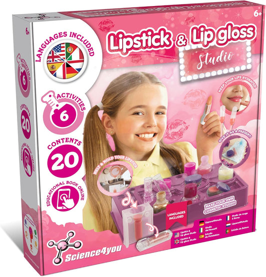 Science4you Kit Make Glosses, Kit de batom e gloss labial, Science4you Kit para fazer sabão, Kit de sabão 4 experimentos, Science4you The Science of Soaps Versão em espanhol Sem ingredientes, Science Soaps ES