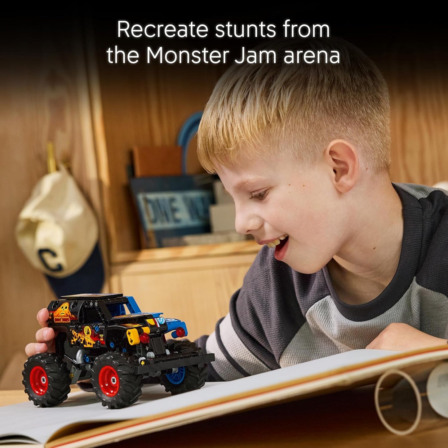 LEGO Technic Monster Jam Grave Digger Fogo e Gelo - Caminhão de Brinquedo com Mecanismo de Fricção - Kit de Modelo de Carro de Corrida com Detalhes Autênticos - Presente de Aniversário para Meninos, Meninas e Fãs a partir de 7 Anos - 42219