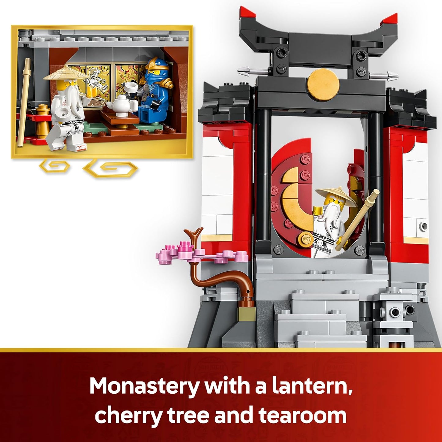 LEGO NINJAGO Expositor de Personagens Ninja 15º Aniversário - Kit de Montagem do Portão do Monastério com 8 Minifiguras Colecionáveis e Espadas - Presente Nostálgico para Meninos a partir de 14 Anos e Fãs Adultos - 71866