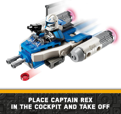 LEGO Star Wars Captain Rex Y-Wing Microfighter, brinquedo colecionável The Clone Wars Starship Vehicle com uma minifigura de personagem para meninos e meninas de 6 anos ou mais, ideia de presente de fantasia para crianças 75391