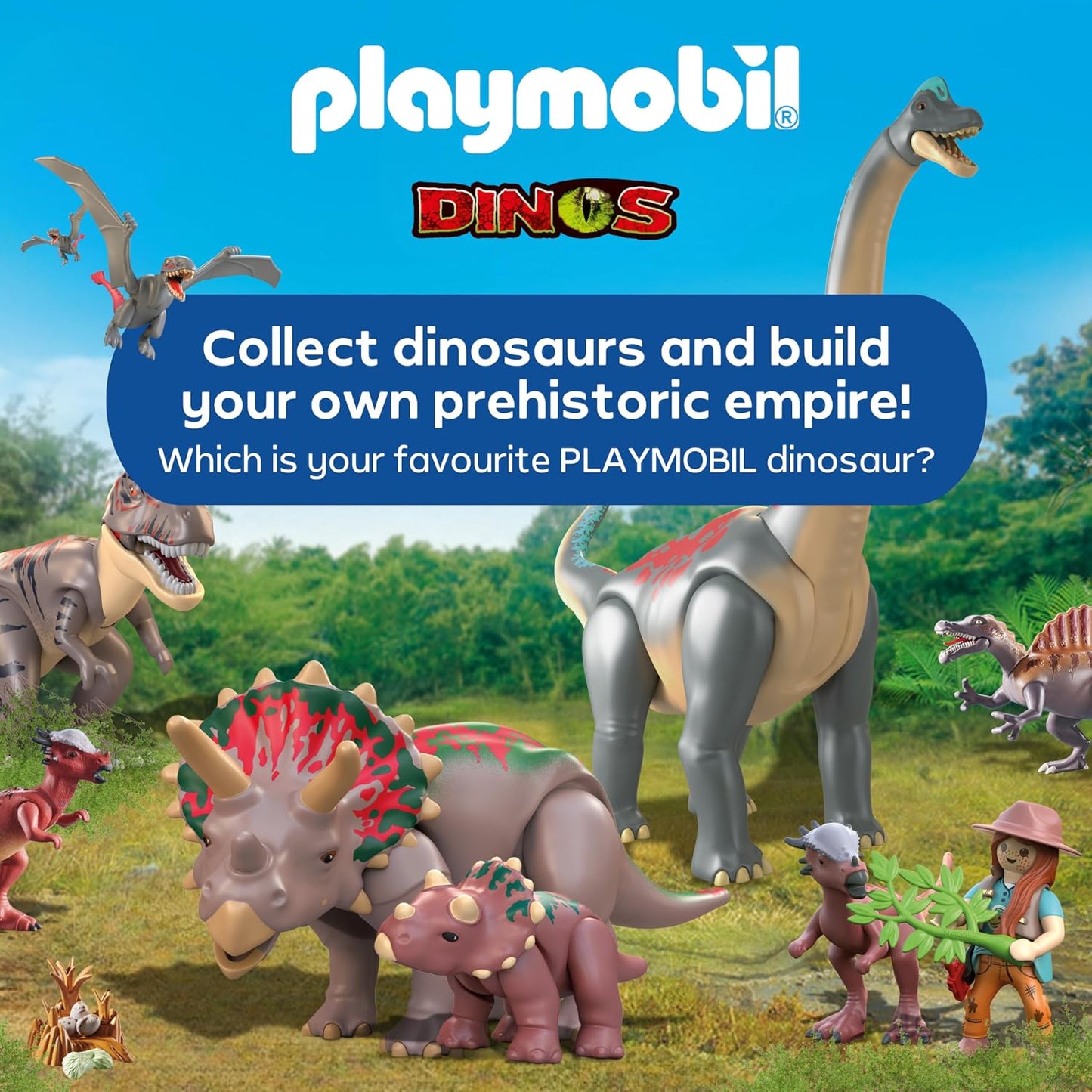 Playmobil Dinos – Esconderijo dos Dinossauros, Explorador com Quadriciclo, Filhote de T-Rex e Filhote de Braquiossauro, Brinquedo para crianças a partir de 4 anos, 72069