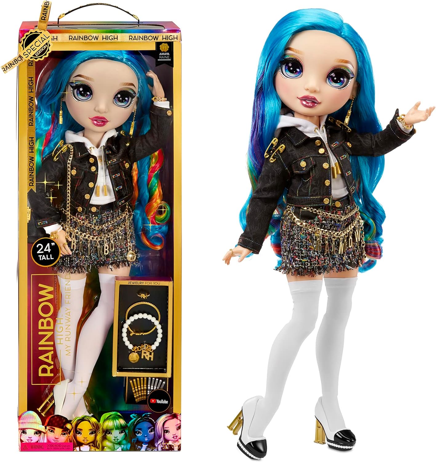 Rainbow High Boneca grande - Brinquedo para crianças - Boneca fashion de edição especial de 60 cm - Cabelo arco-íris multicolorido de 35 cm e mais de 25 acessórios, ótimo presente para crianças, para idades de 6 a 12 anos