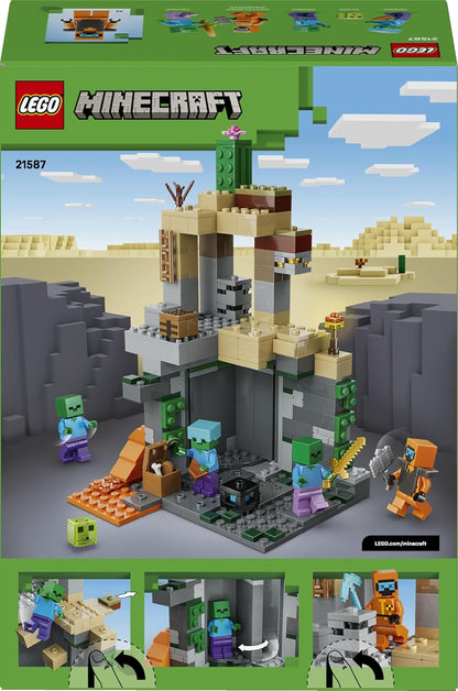 LEGO Minecraft Masmorra Zumbi - Brinquedo Interativo com Minifigura de Andarilho, 3 Figuras de Zumbis, Slime e Mesa de Artesanato - Presente Gamer para Meninos e Meninas a partir de 8 Anos - 21587