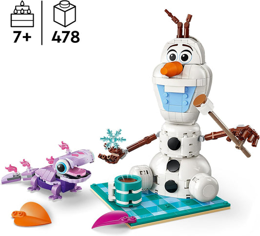 LEGO | Disney Frozen: Brinquedo Divertido de Piquenique do Olaf e da Bruni - Boneco de Neve com Manta de Piquenique e Acessórios - Decoração DIY para Quarto - Presente para Meninas e Fãs a partir de 7 Anos - 43287