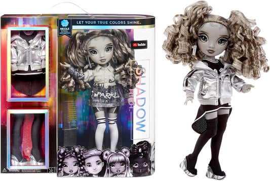 Rainbow High Shadow High Series - NICOLE STEEL - Boneca fashion em tons de cinza com cabelos cacheados, duas roupas de grife e acessórios - colecionáveis - para crianças a partir de 6 anos