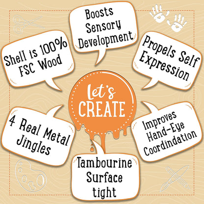 Jaques of London Pandeiro de madeira | Instrumentos musicais | Instrumentos musicais de madeira | Brinquedos de madeira | Desde 1795