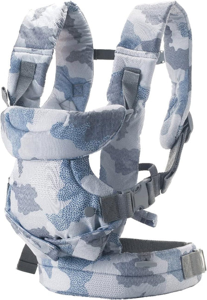 Infantino Canguru Flip Advanced 4 em 1 - Ergonômico, Conversível, Pode Ser Usado Virado para Dentro ou para Fora, para Bebês Recém-Nascidos e Crianças de 3,6 a 14,5 kg, Camuflagem Azul