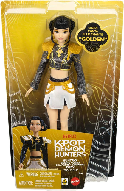 Mattel Boneca Cantora KPop Demon Hunters HUNTR/X Zoey “Golden” | Com roupa característica removível e 5 pontos de articulação, inspirada no filme, JRN42