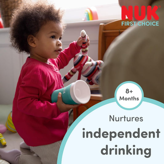 NUK Copo de Treinamento Magic Cup em Aço Inoxidável | 8+ meses | 230 ml | Borda 360° Antivazamento | Copo para Crianças Pequenas | Verde-azulado | 1 unidade