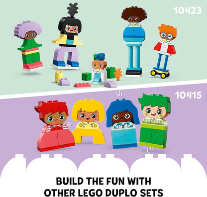 LEGO DUPLO Meus primeiros grandes sentimentos e emoções, brinquedos de aprendizagem personalizáveis para atividades de desenvolvimento inicial com 23 peças de construção coloridas e 4 personagens para bebês e crianças de 18 meses de idade mais 10415