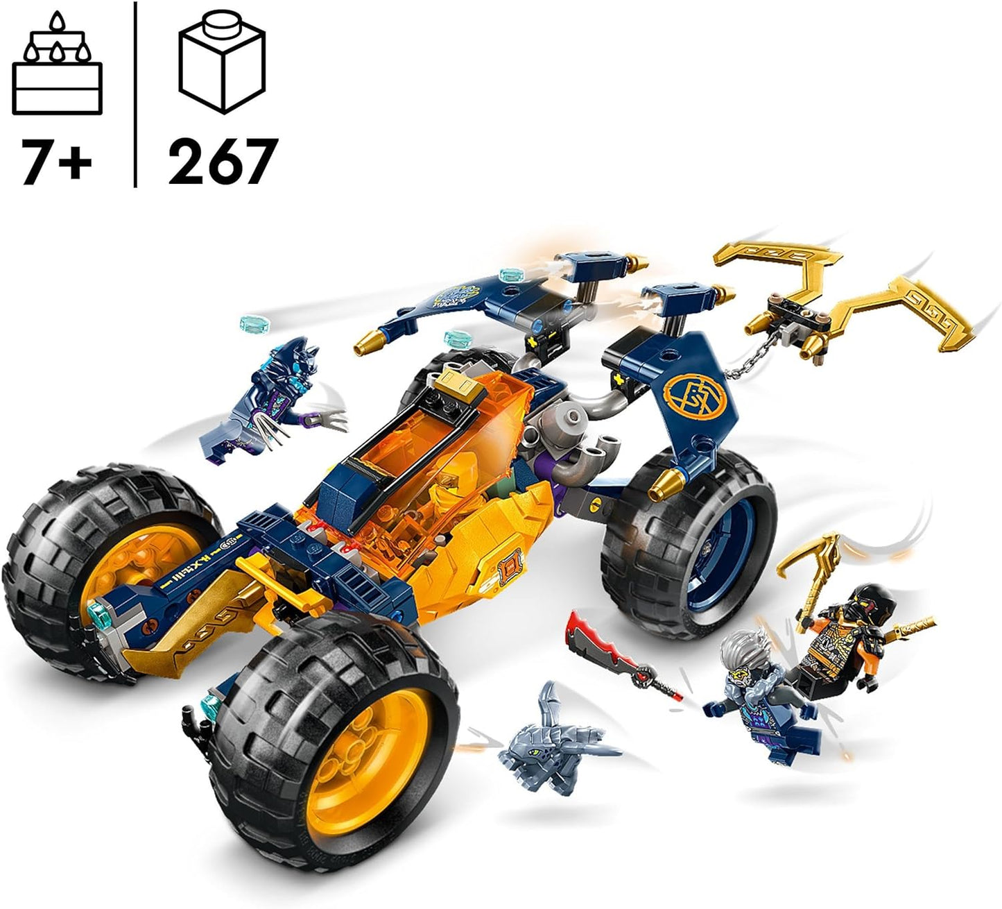 LEGO Brinquedo de carro off-road Ninja NINJAGO Arin, conjunto Dragons Rising com figura de dragão e 4 minifiguras de personagens Ninja para crianças, meninos e meninas com mais de 7 anos, modelo de veículo, ideia de presente 71811