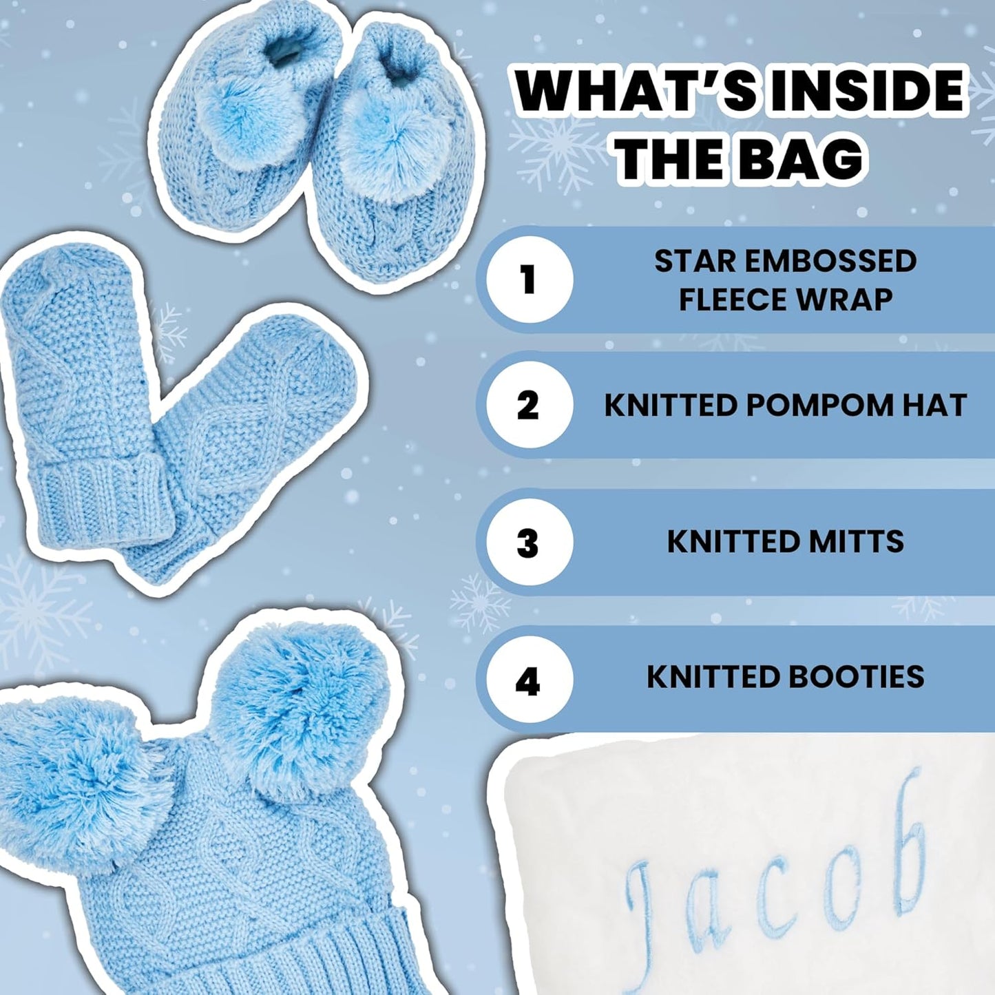 Conjunto de presentes personalizados para bebês meninos - Conjunto de roupas de inverno em tricô para bebês, presentes para recém-nascidos, itens essenciais para bebês para presentes de revelação de recém-nascidos