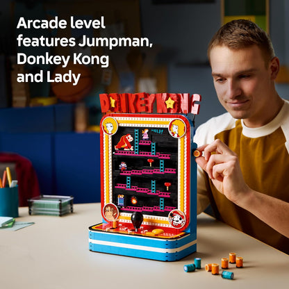 LEGO Super Mario Donkey Kong Arcade – Kit de Modelo 3D Interativo para Adultos, inclui Joysticks e Barris para Decoração Retrô – Item Colecionável de Games – Ideia de Presente para Fãs – 72051