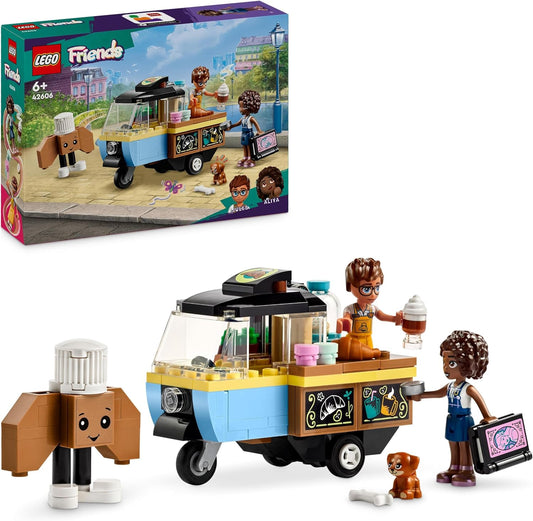 LEGO Brinquedo de carrinho de comida de padaria móvel Friends para meninas, meninos e crianças de 6 anos ou mais, conjunto de brinquedos para veículos, inclui personagens de miniboneca Aliya e Jules e figura de cachorro de estimação Aira 42606