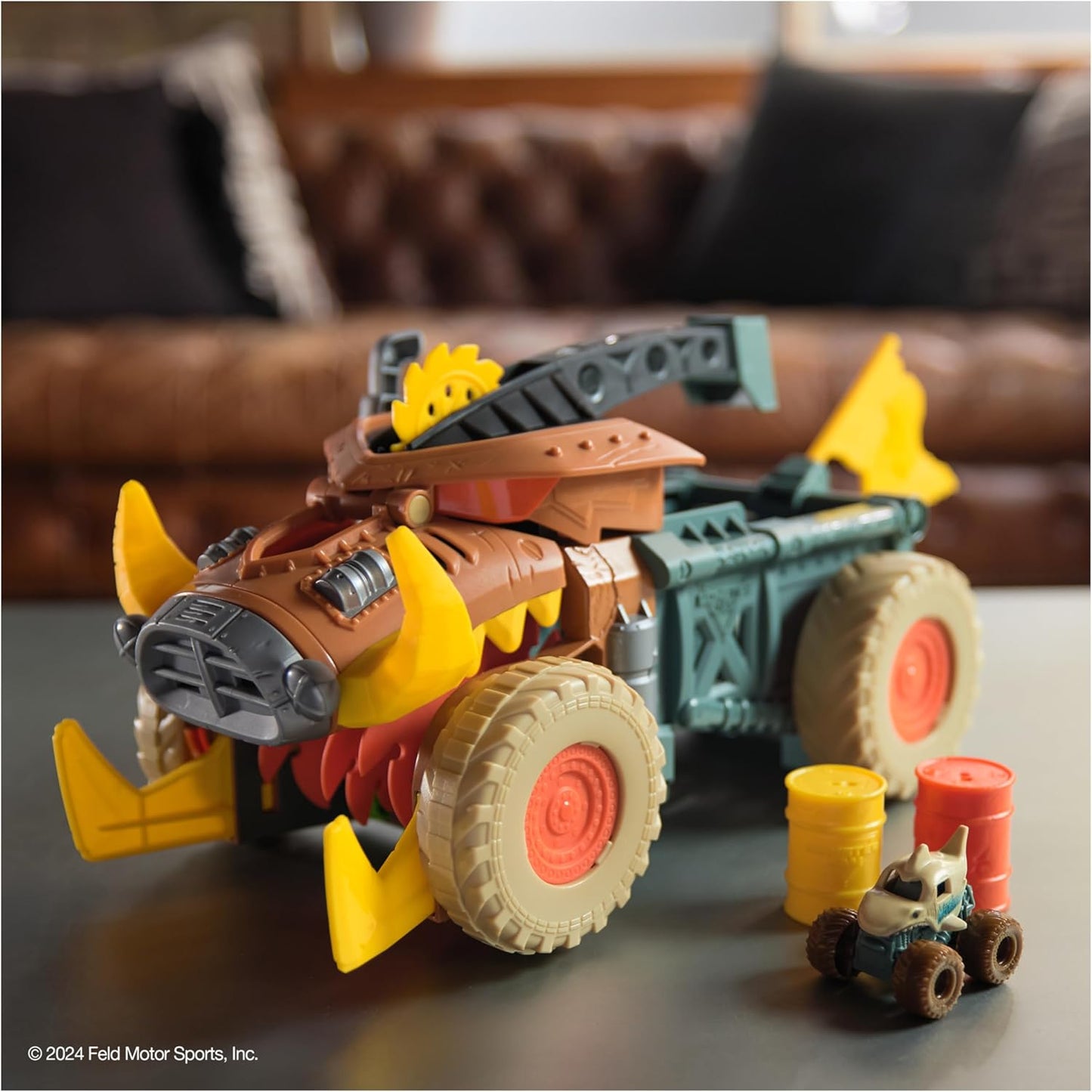 Monster Jam Mini Jam, Megalodon, Mad Hog Chomper e Monster Truck, Diversão para Organizar e Guardar, Brinquedo Ideal para Crianças a partir de 3 Anos