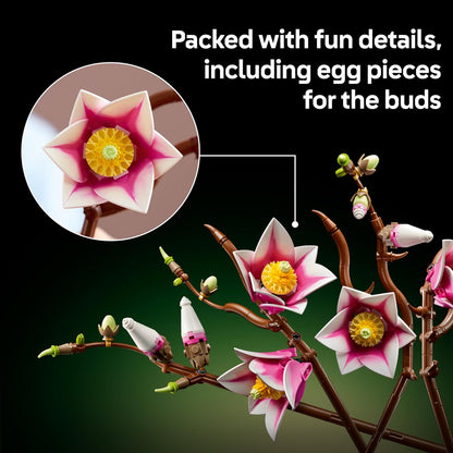 LEGO Botanicals Galhos de Magnólia - Conjunto de Flores Artificiais para Adultos - 5 Magnólias Artificiais para Decoração de Sala de Estar ou Quarto - Ideia de Presente DIY para Mulheres - 11510