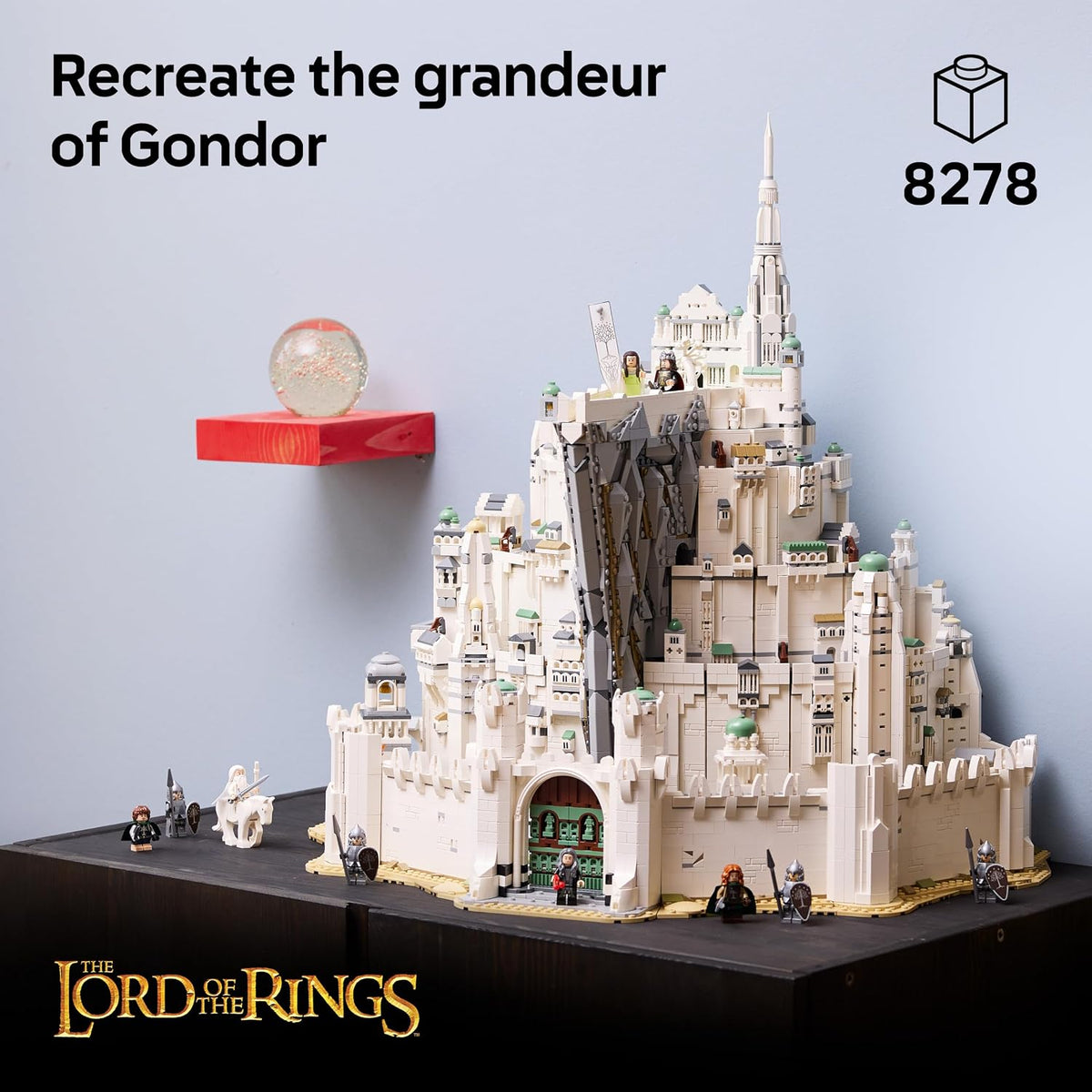 LEGO Icons O Senhor dos Anéis: Minas Tirith 11377 | Conjunto para adultos, kit de montagem 3D da Terra Média, 10 minifiguras colecionáveis, item de gravação de filme para montar, presente...